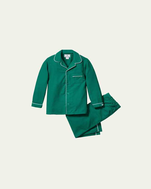 Kid's Flannel Forest Green 2-Piece Pajama Set, Size 6M-14